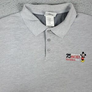 Disney World 75 Years Mickey Mouse Gray Mens Short Sleeve Polo Shirt Size Large